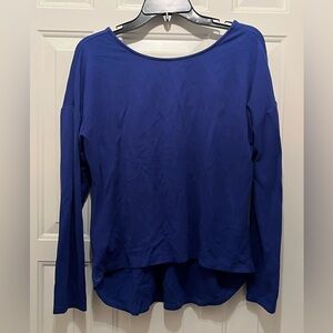Royal Blue Long Sleeve Top with White Bow in back